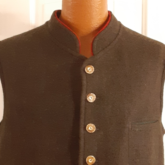 Litzlfelde made Germany Virgin Wool 8 Wood Chip Button Military Collar Size 50/L - Picture 8 of 10